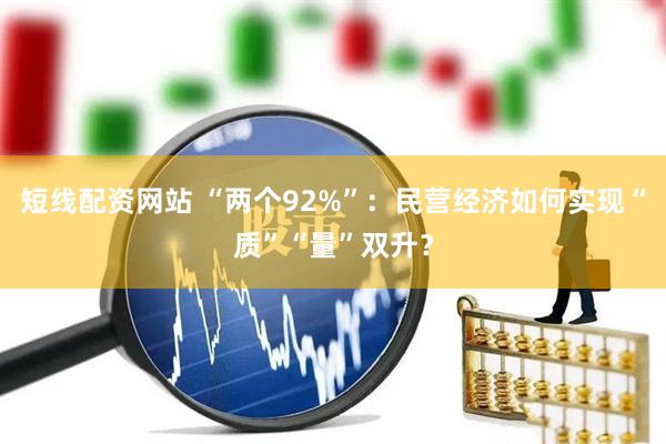 短线配资网站 “两个92%”:民营经济如何实现“质”“量”双升?